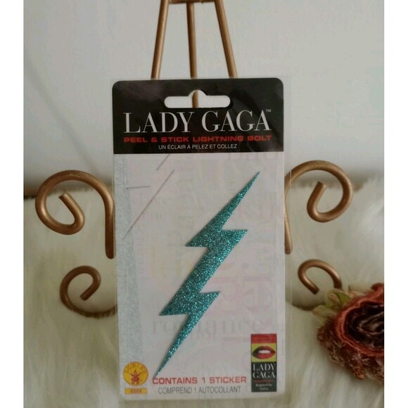 LADY GAGA PEEL AND STICK LIGHTNING BOLT BODY STICKER GREEN HALLOWEEN DRESS UP - Picture 1 of 3